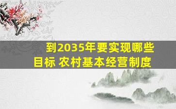 到2035年要实现哪些目标 农村基本经营制度